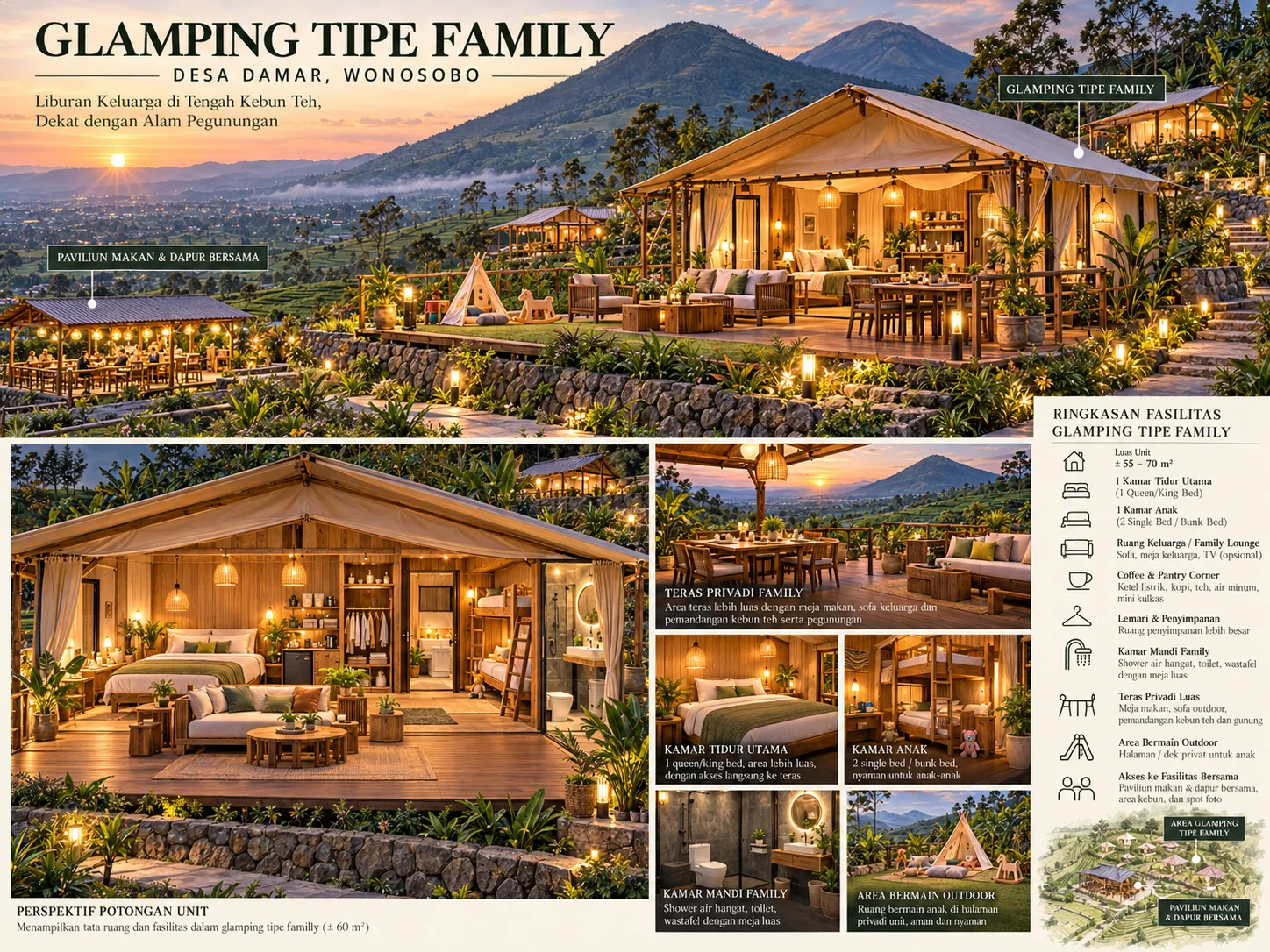 Ilustrasi konsep Glamping Family